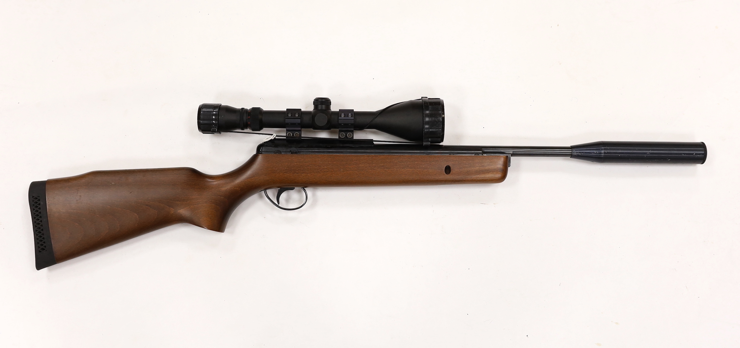 A BSA .22 break action air rifle, fitted with a Simmons sight, together with a wool lined case